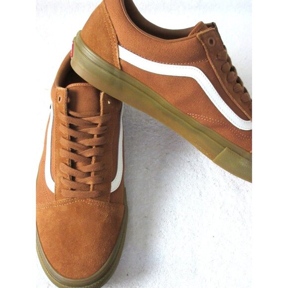 Vans Men's Skate Old Skool Brown Gum Bottom Striped Canvas Suede shoes Sizes - Picture 4 of 5